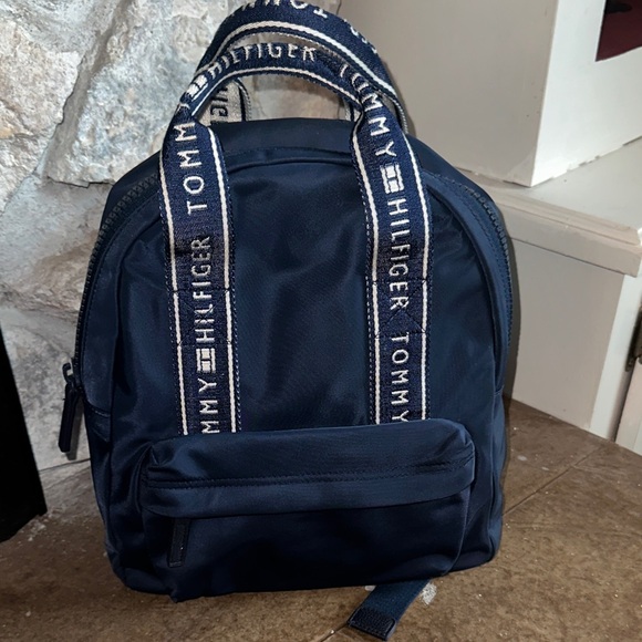Tommy Hilfiger Handbags - Tommy Hilfiger Dark Blue Backpack with Logo Straps